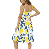 Lemony Fresh Sleeveless Square Neck Flare Hem Midi Dress - Objet D'Art