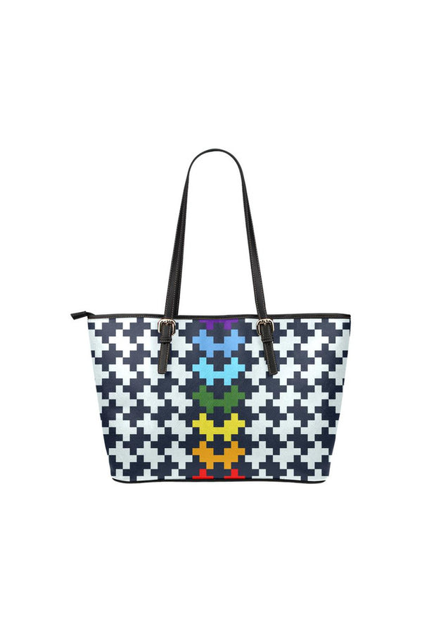 Pixelated Rainbow Leather Tote Bag/Small - Objet D'Art