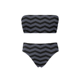 waves8 print Chest Wrap Bikini Swimsuit (Model S36) - Objet D'Art