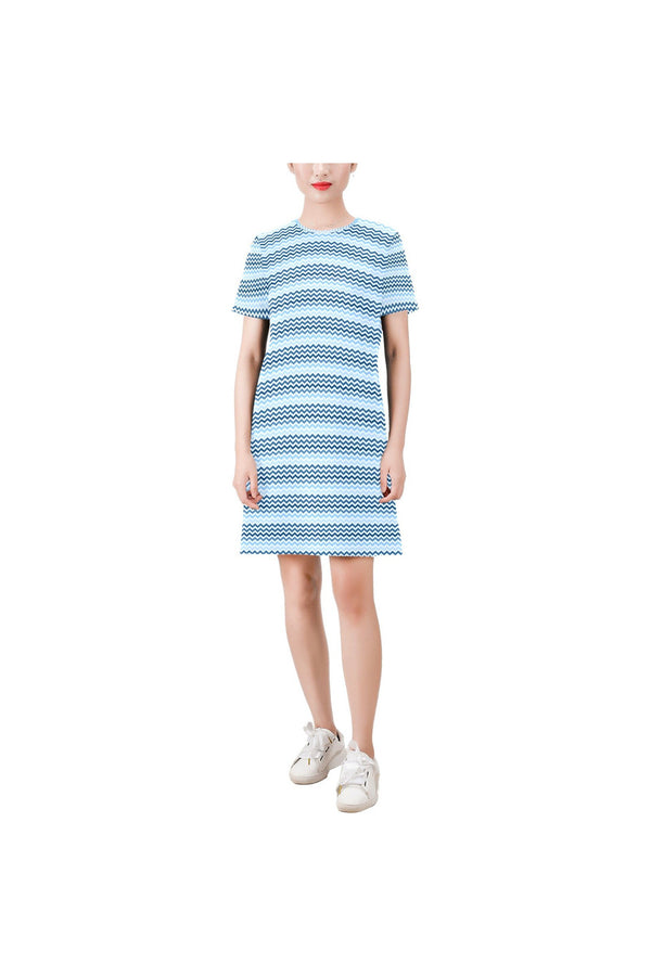 Herringbone Heaven Short-Sleeve Round Neck A-Line Dress - Objet D'Art