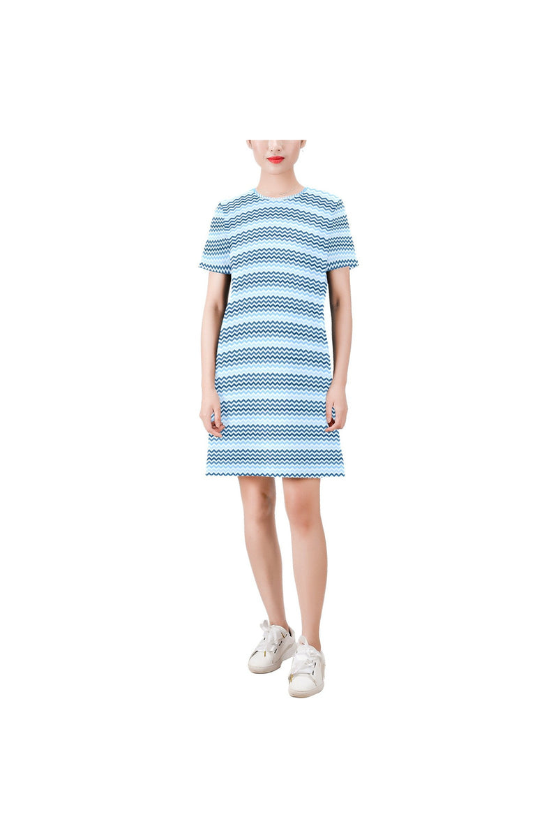 Herringbone Heaven Short-Sleeve Round Neck A-Line Dress - Objet D'Art
