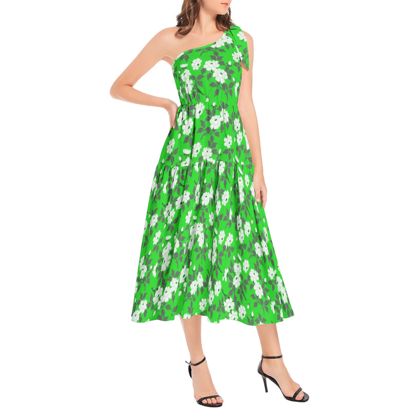 Ruffle Hem One Shoulder Midi Dress - Objet D'Art