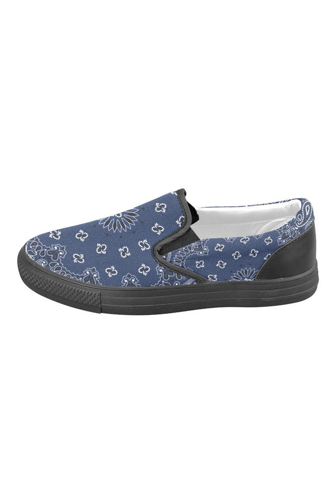 Blue Bandana Men's Slip-on Canvas Shoes (Model 019) - Objet D'Art