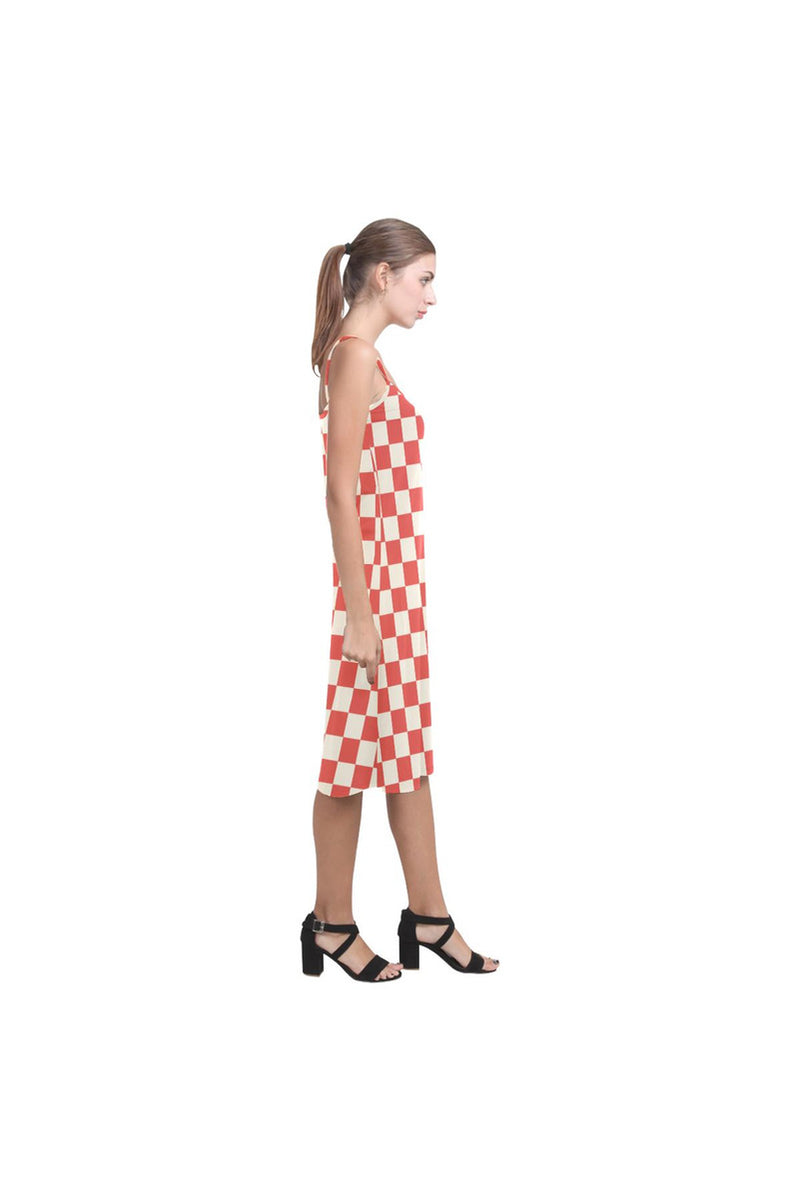 Coral Orange Checker Alcestis Slip Dress (Model D05) - Objet D'Art