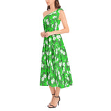 Ruffle Hem One Shoulder Midi Dress - Objet D'Art