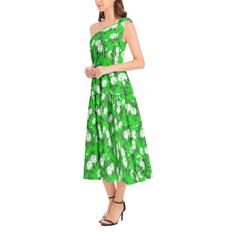 Ruffle Hem One Shoulder Midi Dress - Objet D'Art