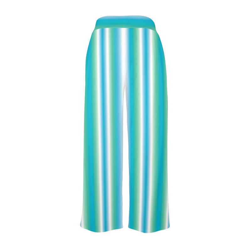 biscayne atoll white pattern print Women's Wide Leg Lounge Pants (Model L77)