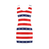 stars and stripes stripe horizontal print Medea Vest Dress (Model D06) - Objet D'Art