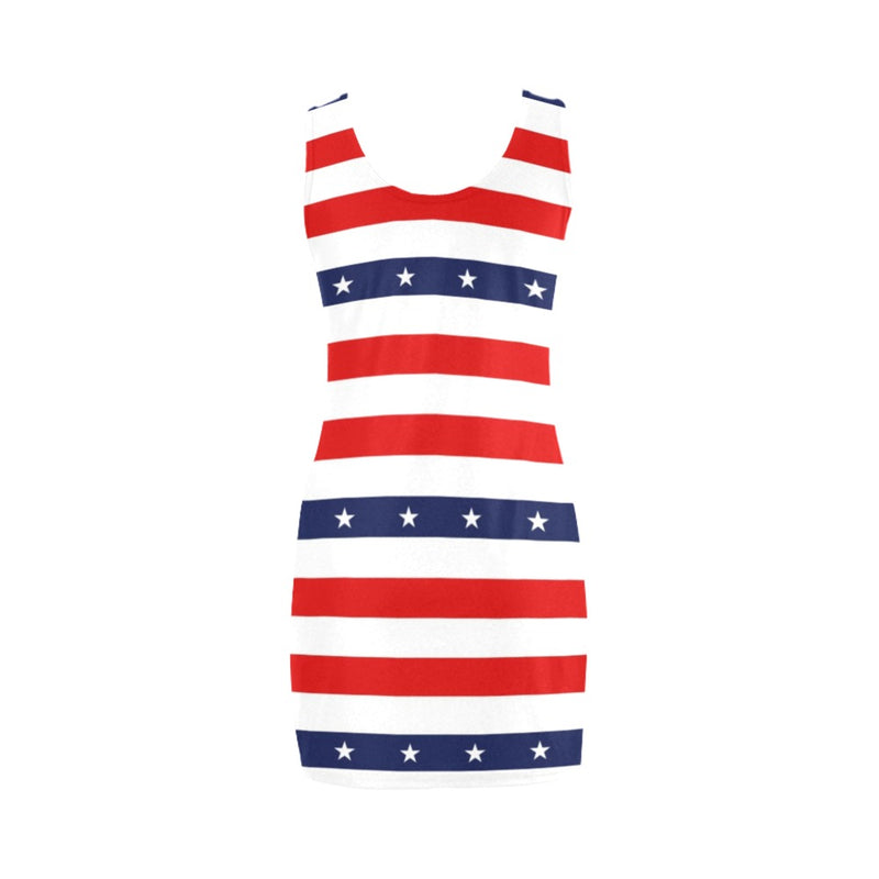 stars and stripes stripe horizontal print Medea Vest Dress (Model D06) - Objet D'Art