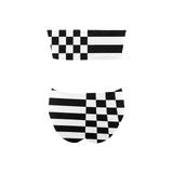 check stripe print 2 Chest Wrap Bikini Swimsuit (Model S36) - Objet D'Art