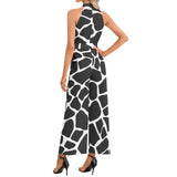 Giraffe Print Halter Neck Buckle Belted Jumpsuit - Objet D'Art