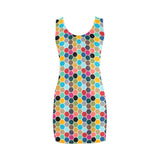 colorful hex swimwear print Medea Vest Dress (Model D06) - Objet D'Art