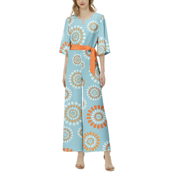 Dolman Sleeve Belted Wide Leg Jumpsuit - Objet D'Art