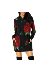 rose 2 H27 - HOOD All Over Print Hoodie Mini Dress (Model H27) - Objet D'Art