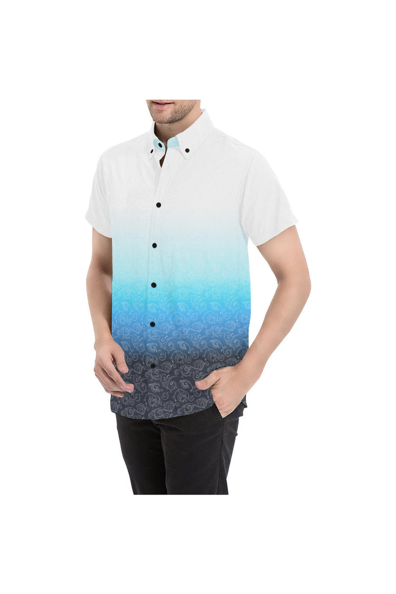 Sunrise Ombre Scroll Men's All Over Print Short Sleeve Shirt (Model T53) - Objet D'Art
