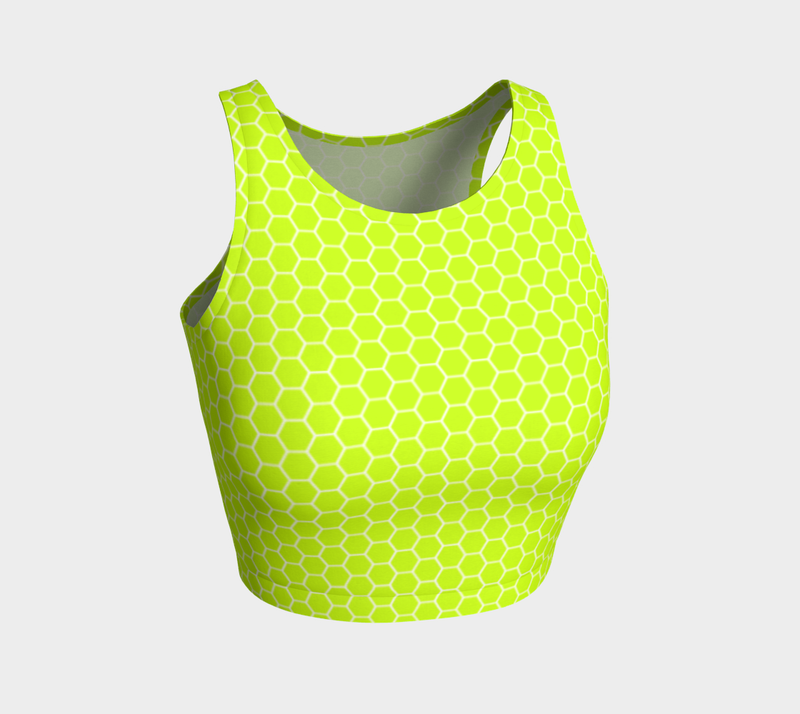 Neon Green Honeycomb Athletic Crop Top - Objet D'Art