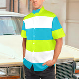 tricolor swimsuit print 4 Men's Stand-Up Collar Short Sleeve Shirt - Objet D'Art