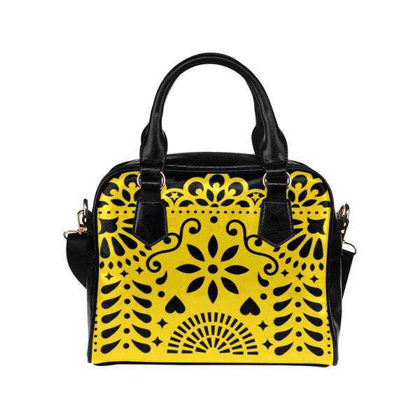 Yellow Papel Picado Shoulder Handbag (Model 1634) - Objet D'Art