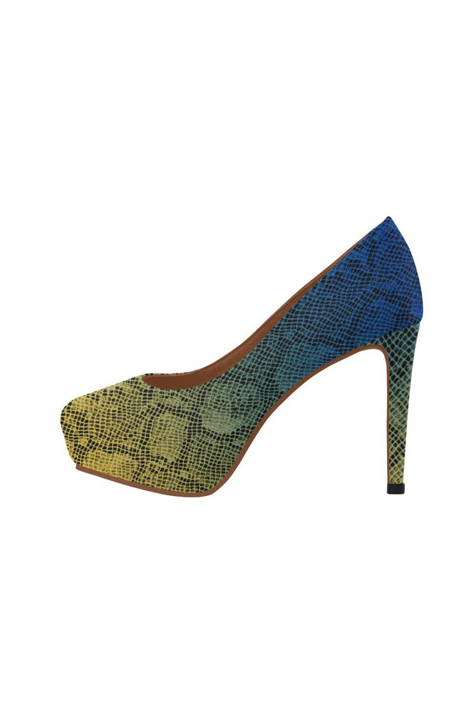 blue yellow ombre heels Women's High Heels (Model 044) - Objet D'Art