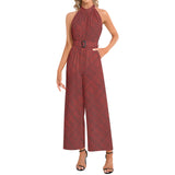 Halter Neck Buckle Belted Jumpsuit - Objet D'Art