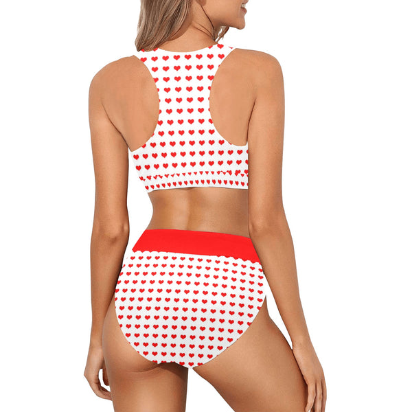 pure red print Crop Top Bikini Set (Model S21) - Objet D'Art