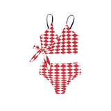 diamond back red print Knot Side Bikini Swimsuit (Model S37) - Objet D'Art