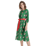 Holiday Happiness Boat Neck Belted Flared Dress - Objet D'Art