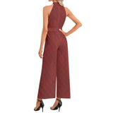 Halter Neck Buckle Belted Jumpsuit - Objet D'Art