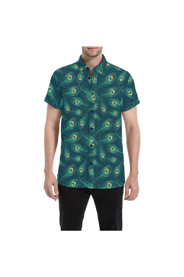 Peacock Feathers Men's All Over Print Short Sleeve Shirt (Model T53) - Objet D'Art