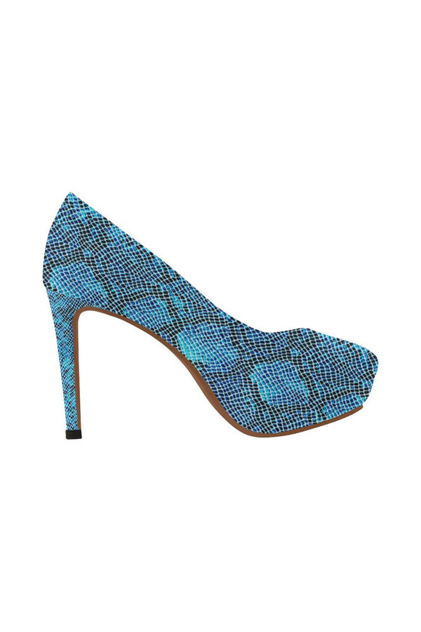 Blue Snakeskin Women's High Heels - Objet D'Art