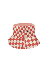 Coral Orange Checker All Over Print Bucket Hat - Objet D'Art