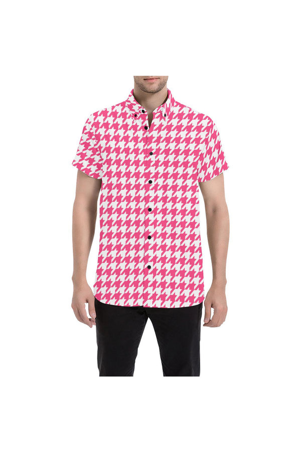 Houndstooth Men's All Over Print Short Sleeve Shirt - Objet D'Art Online Retail Store