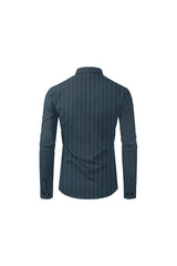 Blue and Black Stripe Men's All Over Print Casual Dress Shirt - Objet D'Art Online Retail Store