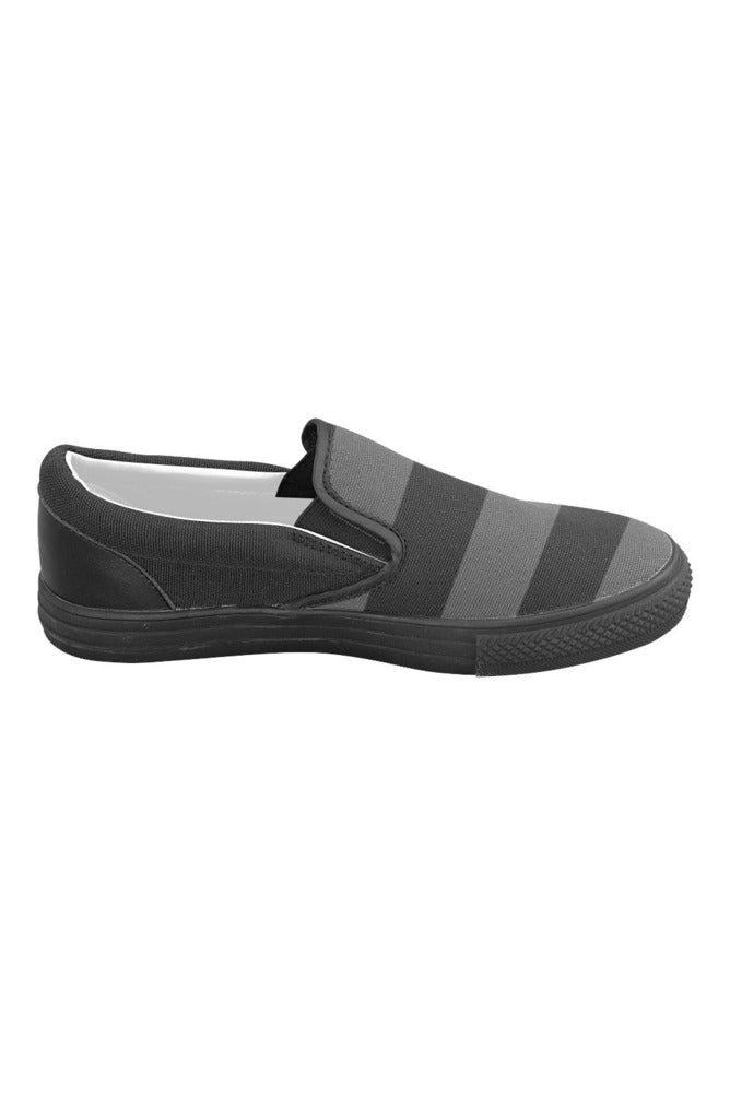 Black Stripes Men's Slip-on Canvas Shoes (Model 019) - Objet D'Art