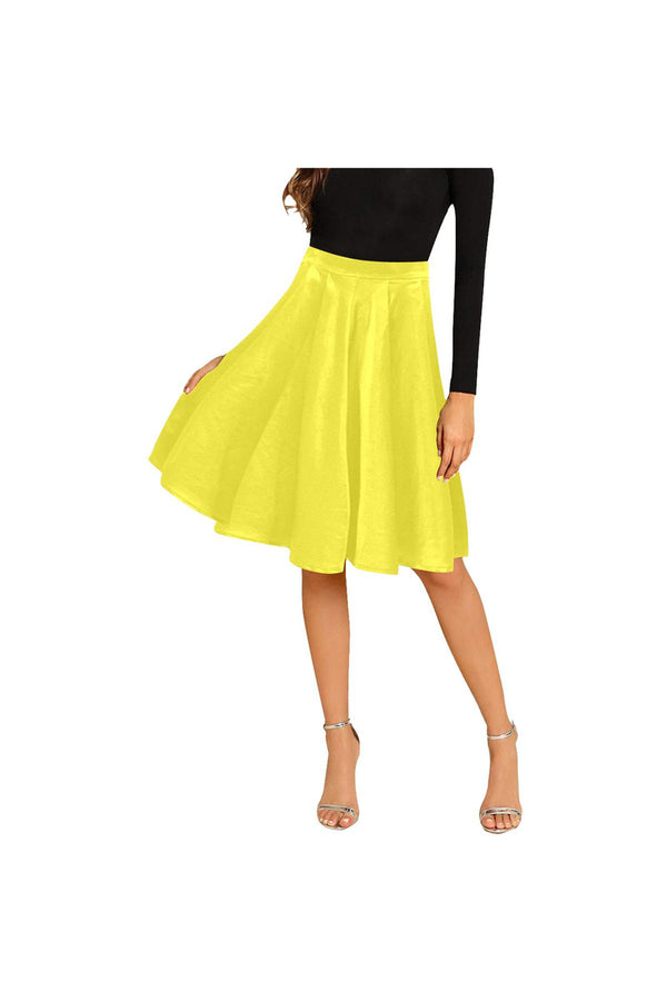 Bright Mustard Melete Pleated Midi Skirt - Objet D'Art