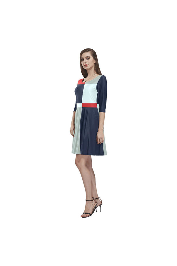 Mondrian Tethys Half-Sleeve Skater Dress - Objet D'Art