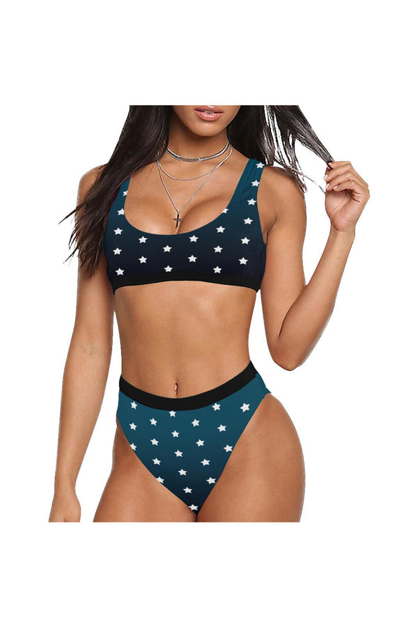 Starry Night Sport Top & High-Waisted Bikini Swimsuit - Objet D'Art