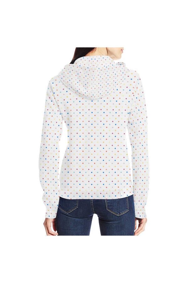 Colored Polka Dots All Over Print Full Zip Hoodie for Women (Model H14) - Objet D'Art