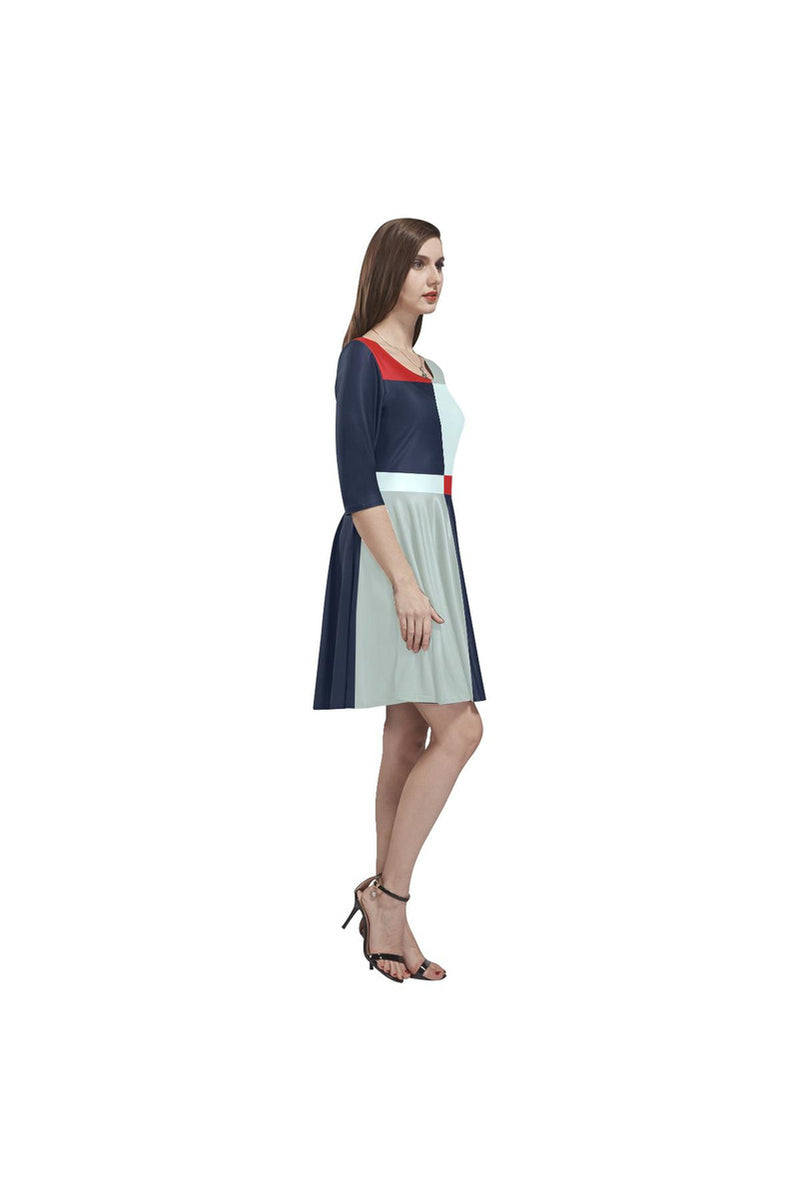 Mondrian Tethys Half-Sleeve Skater Dress - Objet D'Art