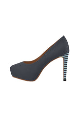 Paynes Gray Micro Stripes Women's High Heels (Model 044) - Objet D'Art