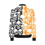 reverse orange black skull nation hoodie print 2A All Over Print Bomber Jacket for Women (Model H36) - Objet D'Art