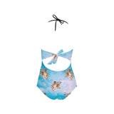 cheribum on clouds print 2 Lace Band Embossing Swimsuit (Model S15) - Objet D'Art