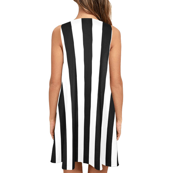 Striped Sleeveless A-Line Pocket Dress - Objet D'Art
