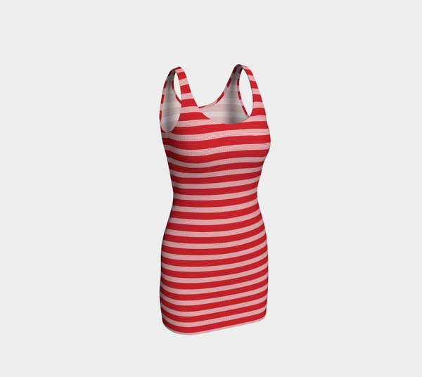 Red Striped Bodycon Dress - Objet D'Art