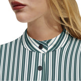 Emerald Striped Long Sleeve Button Up Casual Shirt Top - Objet D'Art