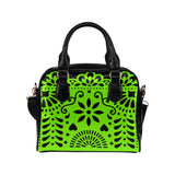 Lime Green Papel Picado Shoulder Handbag (Model 1634) - Objet D'Art