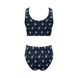 stars blue print 2 Chest Bowknot Bikini Swimsuit (Model S33) - Objet D'Art