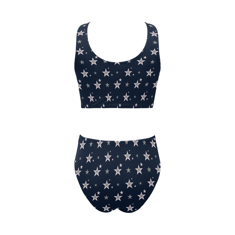 stars blue print 2 Chest Bowknot Bikini Swimsuit (Model S33) - Objet D'Art