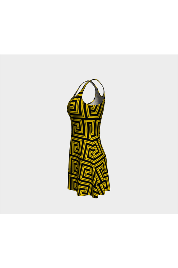 Gold Greek Key Flare Dress - Objet D'Art Online Retail Store