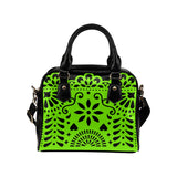 Lime Green Papel Picado Shoulder Handbag (Model 1634) - Objet D'Art